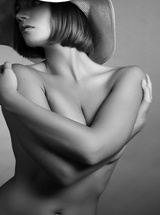 Sensual nude models in erotic photography set