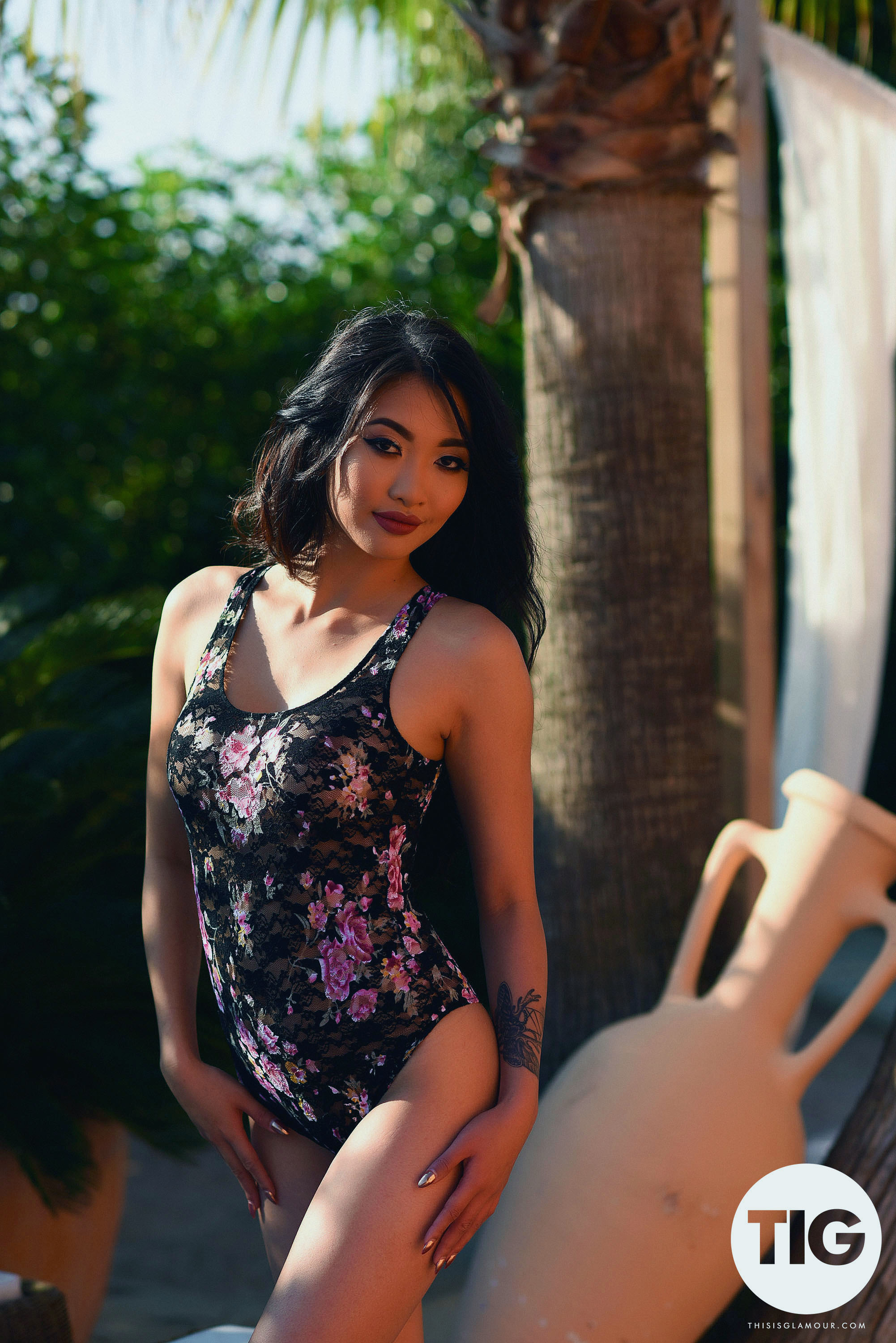 Floral Swimsuit In Reina Strips Nude In The Shade