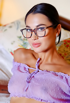 Victoria Mur Elegant Beauty Looks Effortlessly Graceful In Delicate Lavender Lingerie