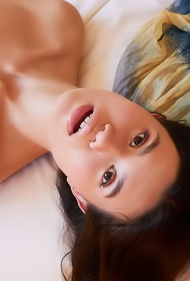 Evelin Elle Sprawled Spread Legged On The Bed