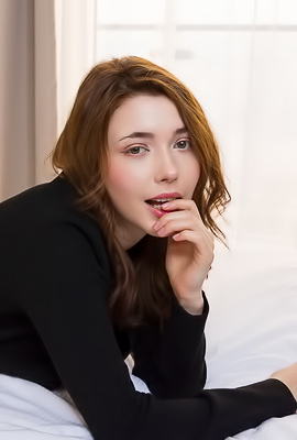 >Mila Azul Laughs Softly As His Fingers Trace Shapes On Her Smooth Skin