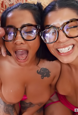 Yasmina Khan and Jasmine Sherni seduce Xander Corvus with their playful tease, eager to please